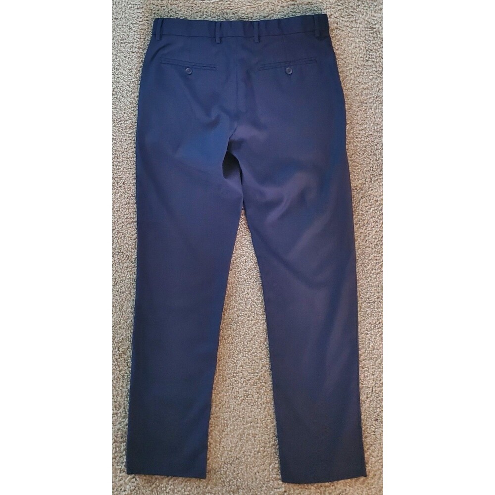 Perry Ellis Mens Dress Pants 32x32 Slim Fit Navy Blue Stretch Flat Front Slacks - Picture 16 of 16